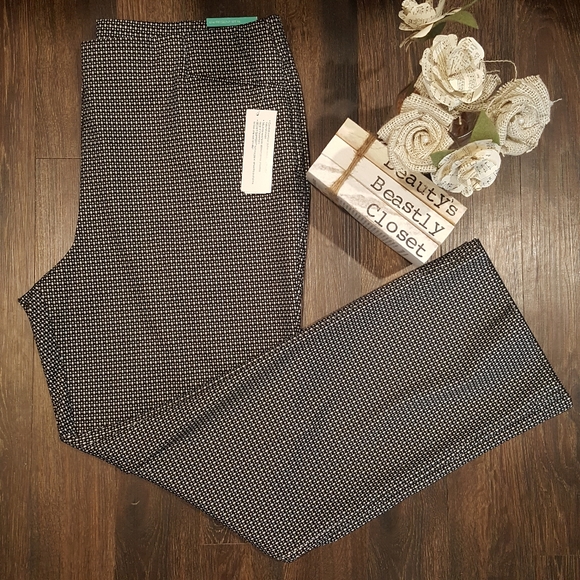 Investments Pants - Investments Black Geometric The Regent Straight Fit Pull On Trouser Pant XL NWT